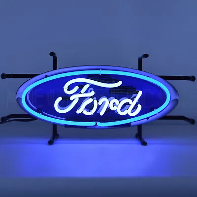 Neon Sign Ford Oval Dads Garage Dealership Wall Lamp Light F150 Truck Mustang GT • $184.99