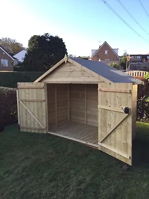Wooden Bike Shed 8x4 Tanalised Pressure Treated Timber - Fully T&G Hut Store • £559