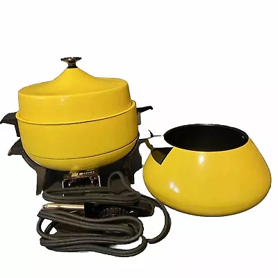 Vtg GE General Electric Entertainer Skillet - Fondue Pot -Fry Pan Retro Yellow • $24