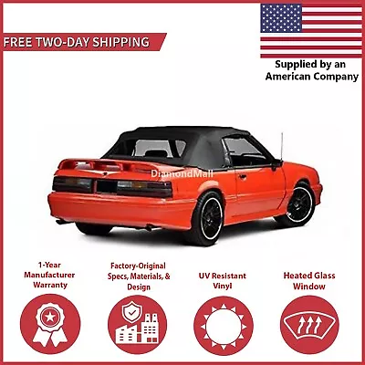 1983-90 Ford Mustang Convertible Soft Top W/ DOT Approved Glass Window Black • $314.10