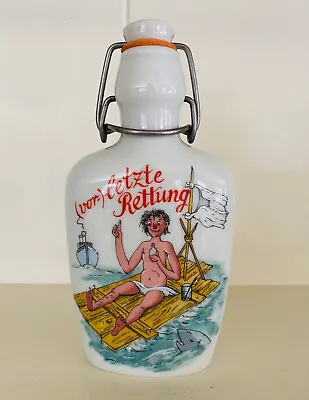 $14.99 • Buy Vtg Novelty Drunk Man At Sea 7  German Porcelain Bottle Flask Wire Swing Top 