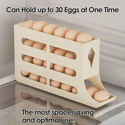 Rolldown Refrigerator Egg Dispenser Auto Rolling Egg Holder 4 Tier Storage Rack • £7.50