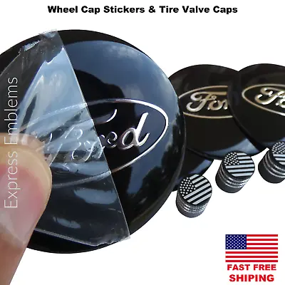 4 FORD Wheel Cap Hub Sticker Decal 2.20  & 4 Tire Valve Stem Caps (BUNDLE DEAL) • $9.88