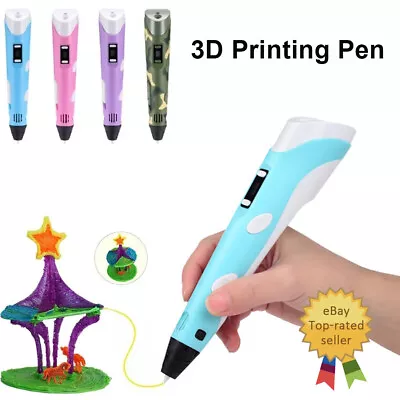 Kid Gift 3 Free Filaments LCD Screen AU 3D Printing Pen Doodle Drawing Set USB • $17.88