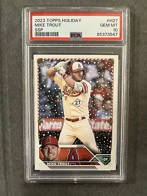 2023 TOPPS HOLIDAY #H27 MIKE TROUT SSP PSA 10 GEM MINT Christmas Lights ANGELS • $23.01