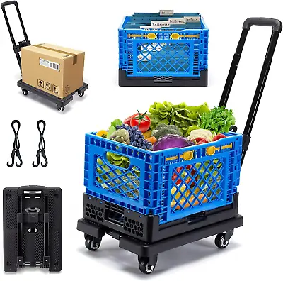 Foldable Shopping Cart Utility Grocery Cart Flat Cart Crate Portable Folding Car • $51.72