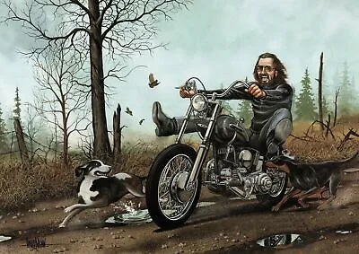 385317 David Mann Biker Motorcycle WALL PRINT POSTER US • $19.95