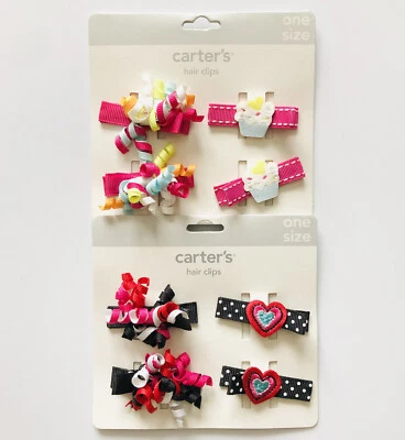$8.06 • Buy New Carter’s Baby Toddler Little Girl Hair Clips Barettes Cupcakes Hearts Bows