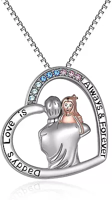 Dad Daughter Pendant Necklace Love You Forever Jewelry Gifts 925 Sterling Silver • $93.95