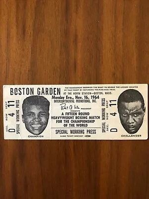Super Rare! 1964 Muhammad Ali Vs Sonny Liston Championship Ticket Boston Garden • $799.99