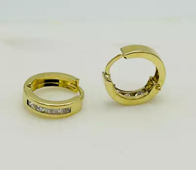 375 9ct Yellow Gold Men&Women 12mm Round Huggies Earring Brand New • £89.90