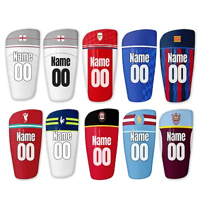 Personalised Football Club Socker Shin Pad Guard - Your Name & Shirt Number • £34.99