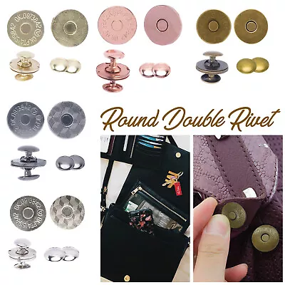 £3.59 • Buy Magnetic Clasps Snaps 14mm 18mm Round Double Rivet Stud Closures Metal Bag Purse