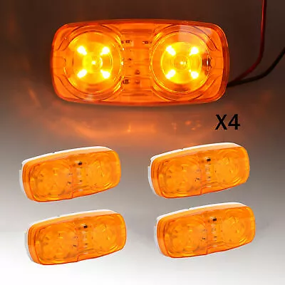 4X Amber Trailer Side Marker LED Light Double Bullseye 10 Diodes Clearance Lamp • $11.80