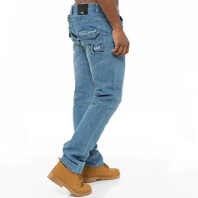 £19.99 • Buy Enzo Mens Designer Straight Fit Regular Leg Denim Jeans All Big King Waist Sizes
