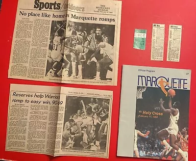 1984 MARQUETTE WARRIORS NCAA Basketball Ticket & Program Vtg 1980’s Holy Cross • $27.79