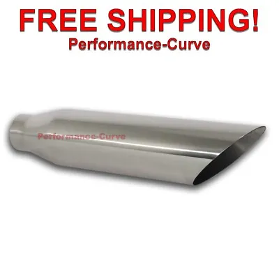 Stainless Steel Polished Exhaust Tip Angle Cut 2.5  Inlet - 4  Outlet - 18  Long • $37.95