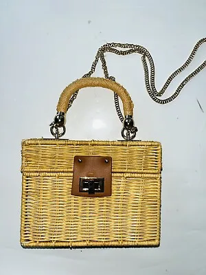 Zara MINAUDIERE Box Bag Satchel Shoulder Purse Wicker Rattan Basket • $34.19