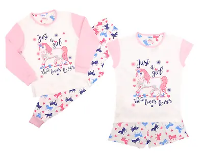 Girls Pyjamas 'Girls Who Love Horses' 5-13 Years Long And Short Designs • £9.50