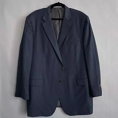 Hickey Freeman Blazer Men 48L Plaid 2 Button Blue Suit Jacket Vented Sport Coat • $25