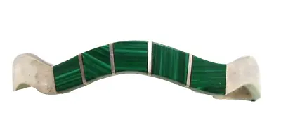 Vintage Malachite Inlay 925 Sterling Silver Hinged Bracelet Taxco Mexico 7  • $68