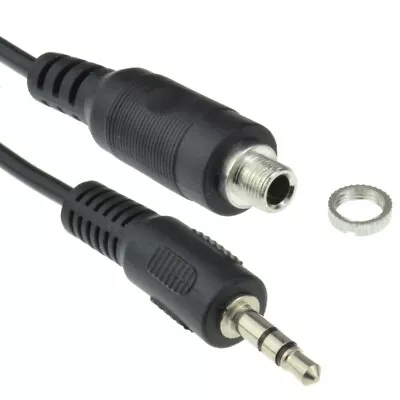 3.5mm Stereo Panel Mount Socket To 3.5mm Jack Plug Cable Lead 15cm 1-3m Adapter • £6.59