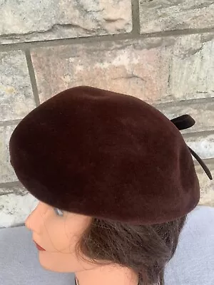 Vintage Peachbloom Brown Velour Womans Hat Union Made Size 22.5 • $15.99