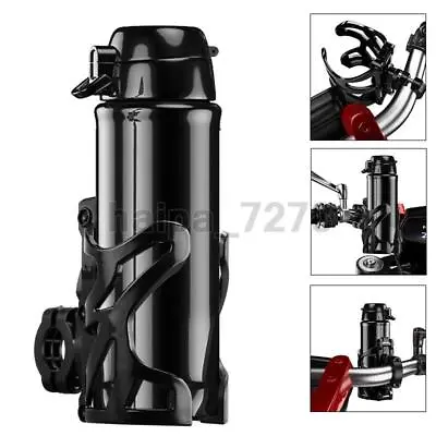 Cup Holder Water Bottle Drink Mount Adjustable Clamp Motorcycle Bike Handlebar • $12.98