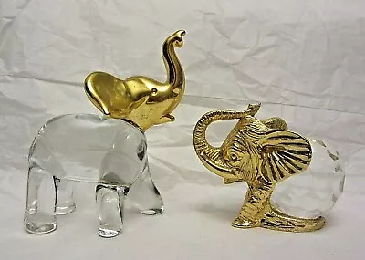 2 Vintage Murano Art Glass Elephant W/ Gold Head Trunk UP! • $19.99