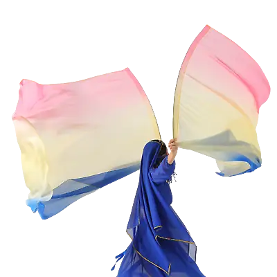 1 Pair Gradient Chiffon Dance Veils Worship Flag Praise Flag Accessory W/Rod • $21.60