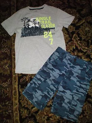 Gymboree Desert Explorer  Jungle Trail Blazer 24 7  Shirt Blue Camo Shorts Sz 8  • $22.99