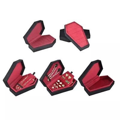 Velvets Coffin Rings Necklace Case Chic Rings Box Gothic Jewelry Organizer Decor • £17.30