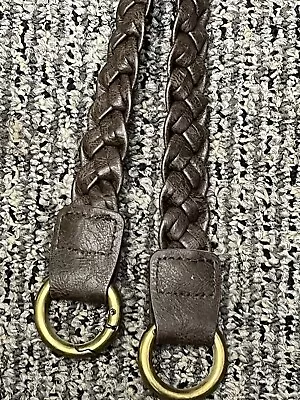 Miche Woven Brown Handbag Handles Straps 23” Braided And Gold Rings USED • $8.99