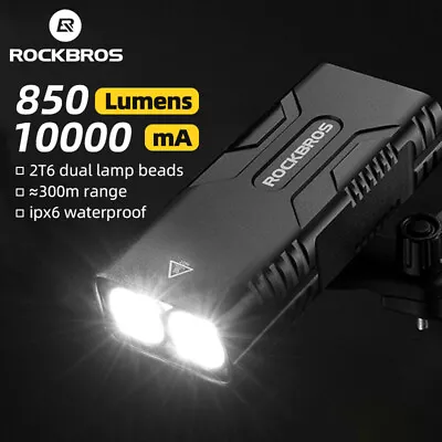 ROCKBROS Bike Smart Headlight 850LM Waterproof 10000mAh MTB USB-C Charging Light • $40.99