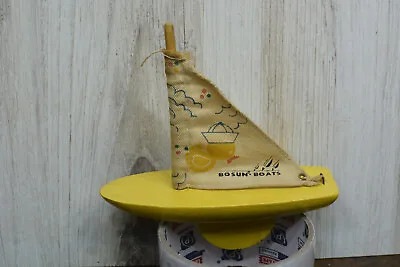 Vintage Wooden Bosun Boats Yellow Duck With Sail Toy Figure Model • $12.95