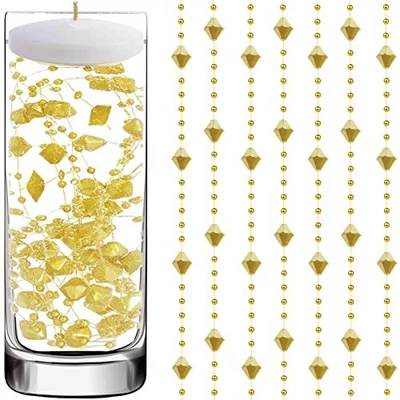 $16.28 • Buy 50 PCS Artificial Pearl String For Floating Candles Vases CenterpiecesGold Fa...