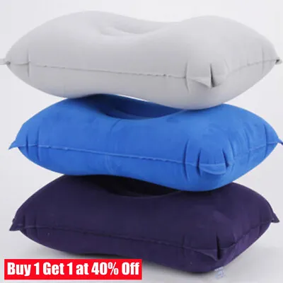 Blow Up Travel Pillows Inflatable Neck Cushions Rest Support Camping Flight • £3.81