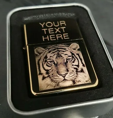 £4.49 • Buy ENGRAVED WITH YOUR PHOTO LOGO BRASS Personalised Petrol Lighter Birthday Gift