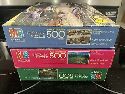 Lot Of 3 NewVintage MB Croxley 500pc PuzzlesPortugalAlbertaRelection Lake WA • $16.95
