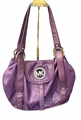 Michael Kors Purple Purse Handbag Double Handle Satchel  With Gold Hardware  • $32