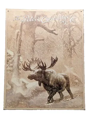 The Peters Cartridge Co. Moose In Snow Tin Sign 12.5 X 16 Gunpowder Ammo Company • $18.37