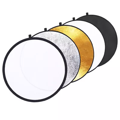 43 /110cm 5in1 Collapsible Round Reflector-Silver/Gold/BK/WT/Translucent+Bag • $26.36