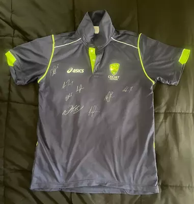 $60 • Buy Medium Mens Australian Cricket Shirt Signed By Nathan Lyon, Cummins + 6 Others