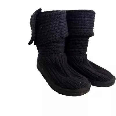 UGG ~Cardy Black Sweater Knit Button Boots~ US 1 ~versatile Long Or Folded Over • $36