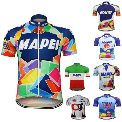 Retro Team Mens MAPEI Cycling Jersey Cycling Short Sleeve Jersey Bicycle Jerseys • $20.46