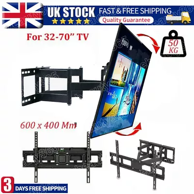 TV Wall Mount Bracket Tilt Swivel Swing Arm For 32 40 42 43 50 55 60 65 70 Inch • £27.99