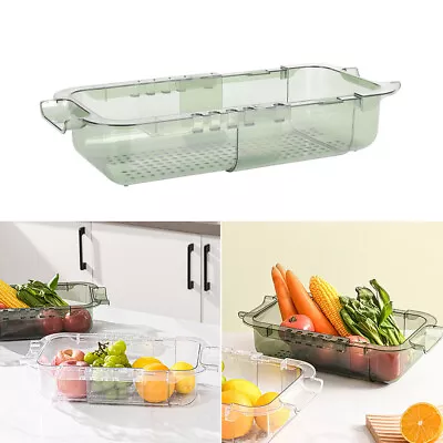 Collapsible Colander Over The Sink Drain Strainer Basket Fruits Vegetables Wash • £6.95