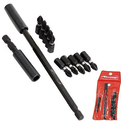 Neilsen 12pc Magnetic Impact Bit Holder Screwdriver Set 25mm PZ2 PH2 Pozi Bits • £5.39