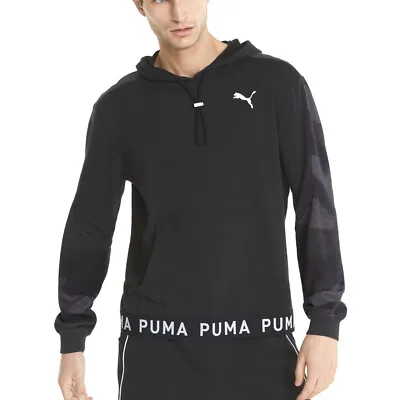 Puma Train Aop Hoodie Mens Black Casual Outerwear 521546-01 • $19.99