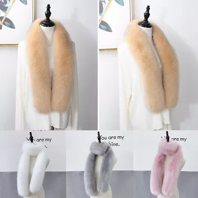 Womens Faux Fox Collar Shawl Fur Scarf Long Soft Wrap Stole Fluffy Furry Winter • $11.49